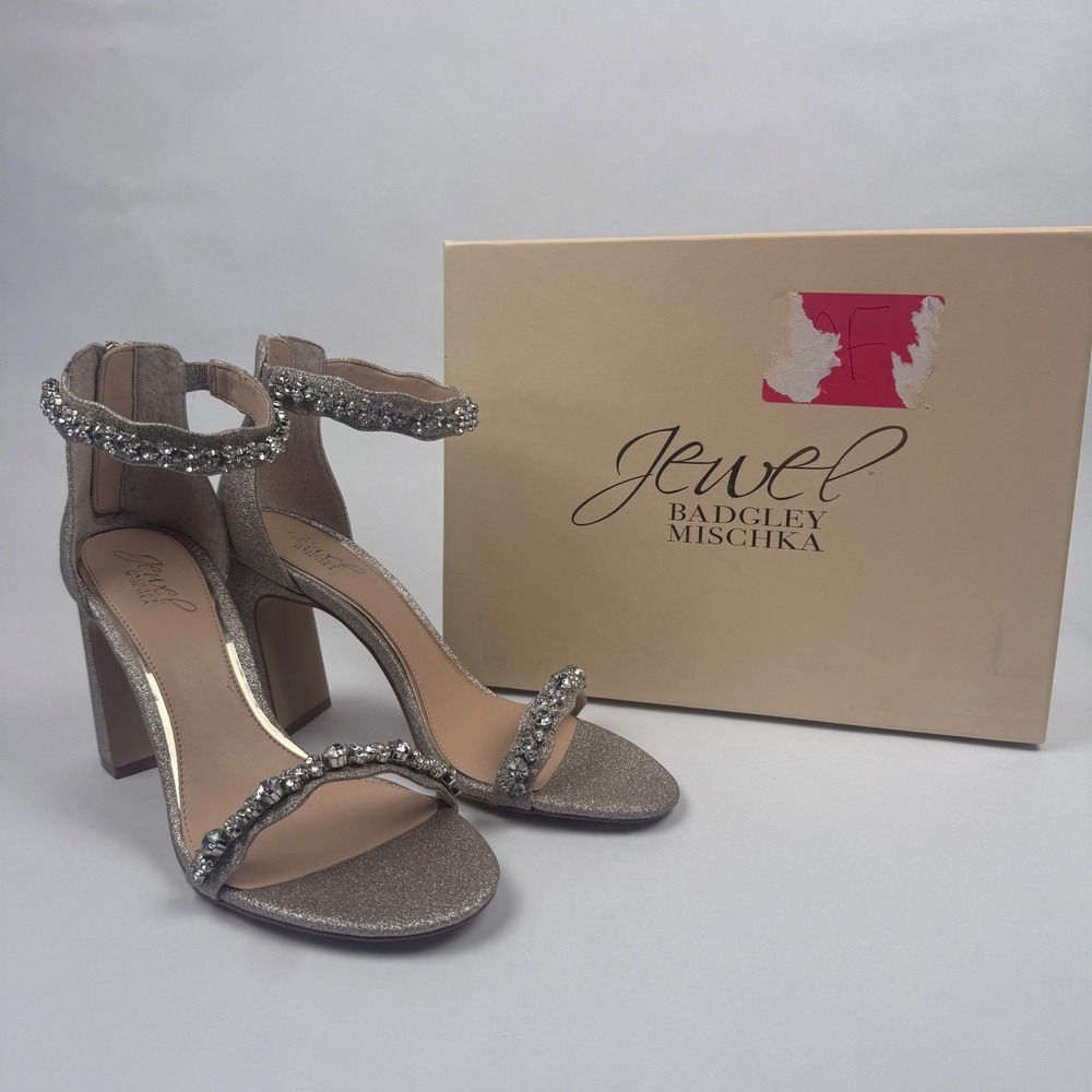 Jewel Badgley Mischka Women's 9.5 3.5" Heels Odessa Evening Block Heel With Box